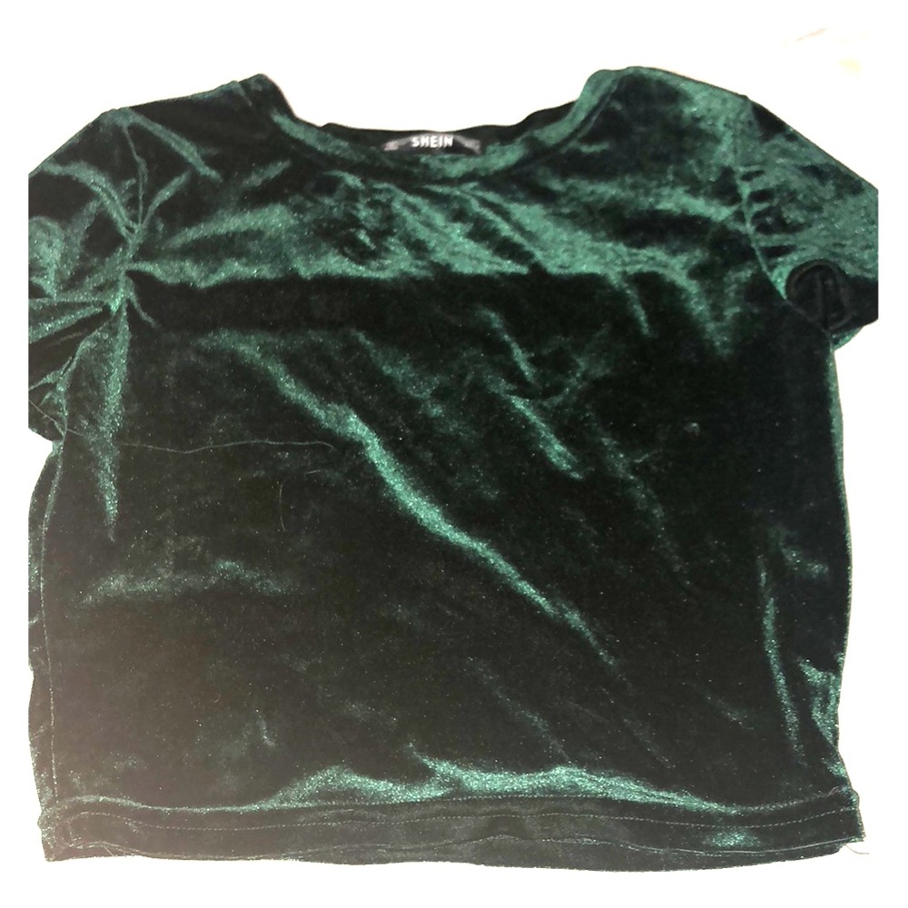 Green Velvet fitted crop top